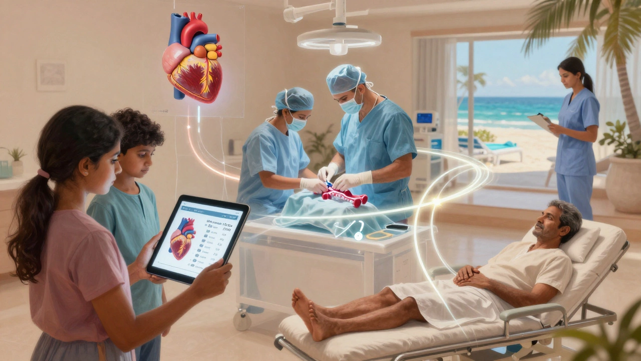 Transparent medical journey from patient consultation in India to surgery in Florida and recovery in a villa.