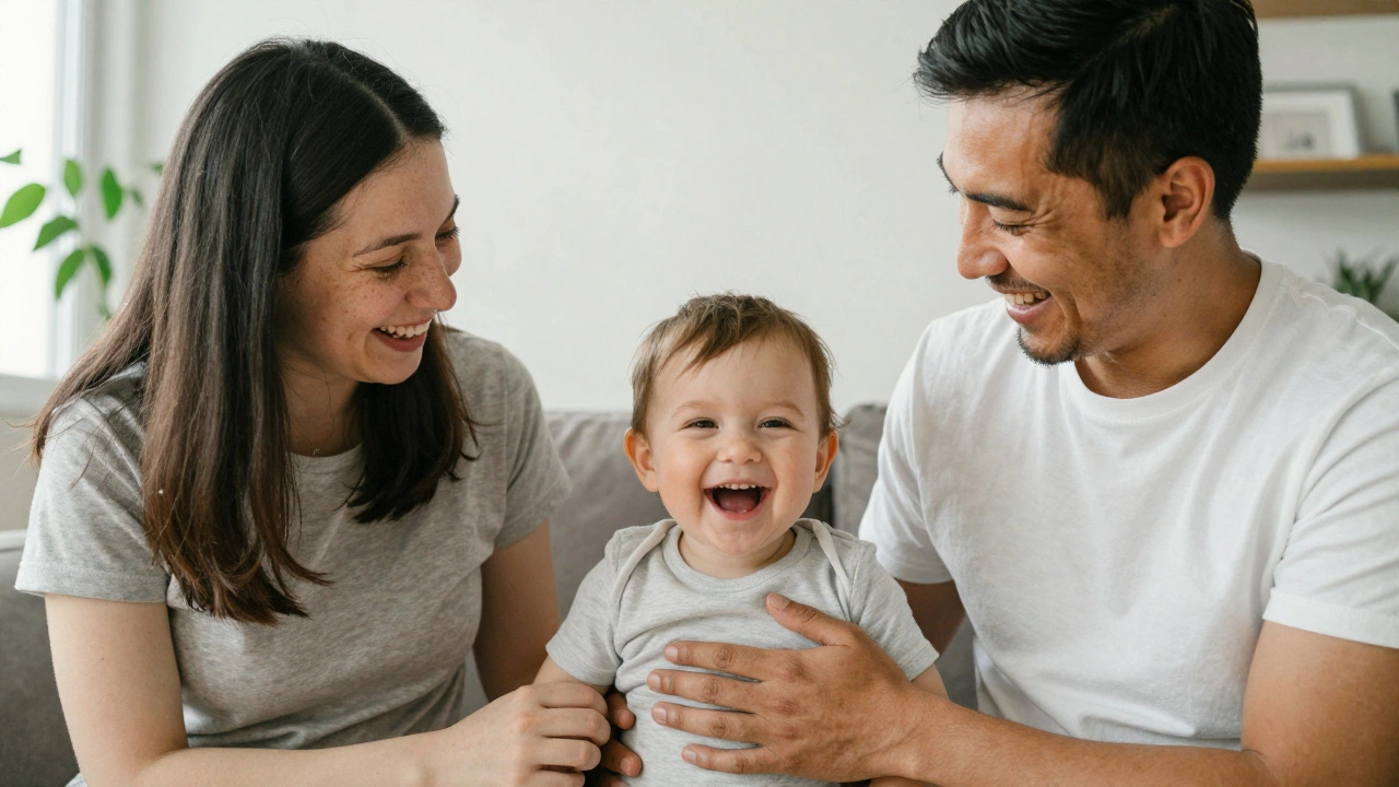 Diverse family with child showing blended parental traits