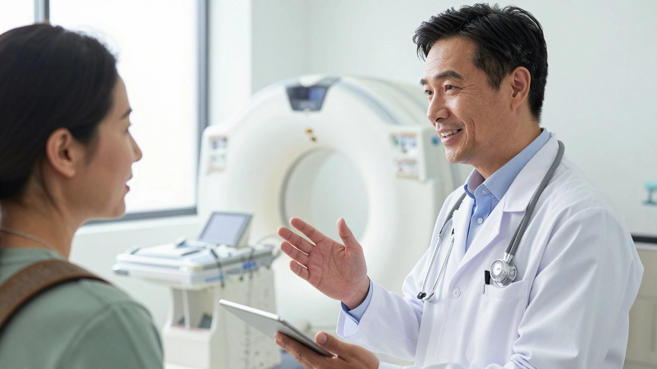 Portuguese doctor consulting with an American patient
