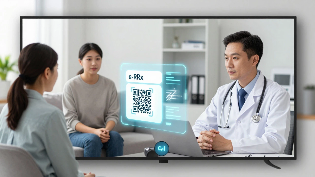 Split screen showing patient and doctor during virtual health consultation