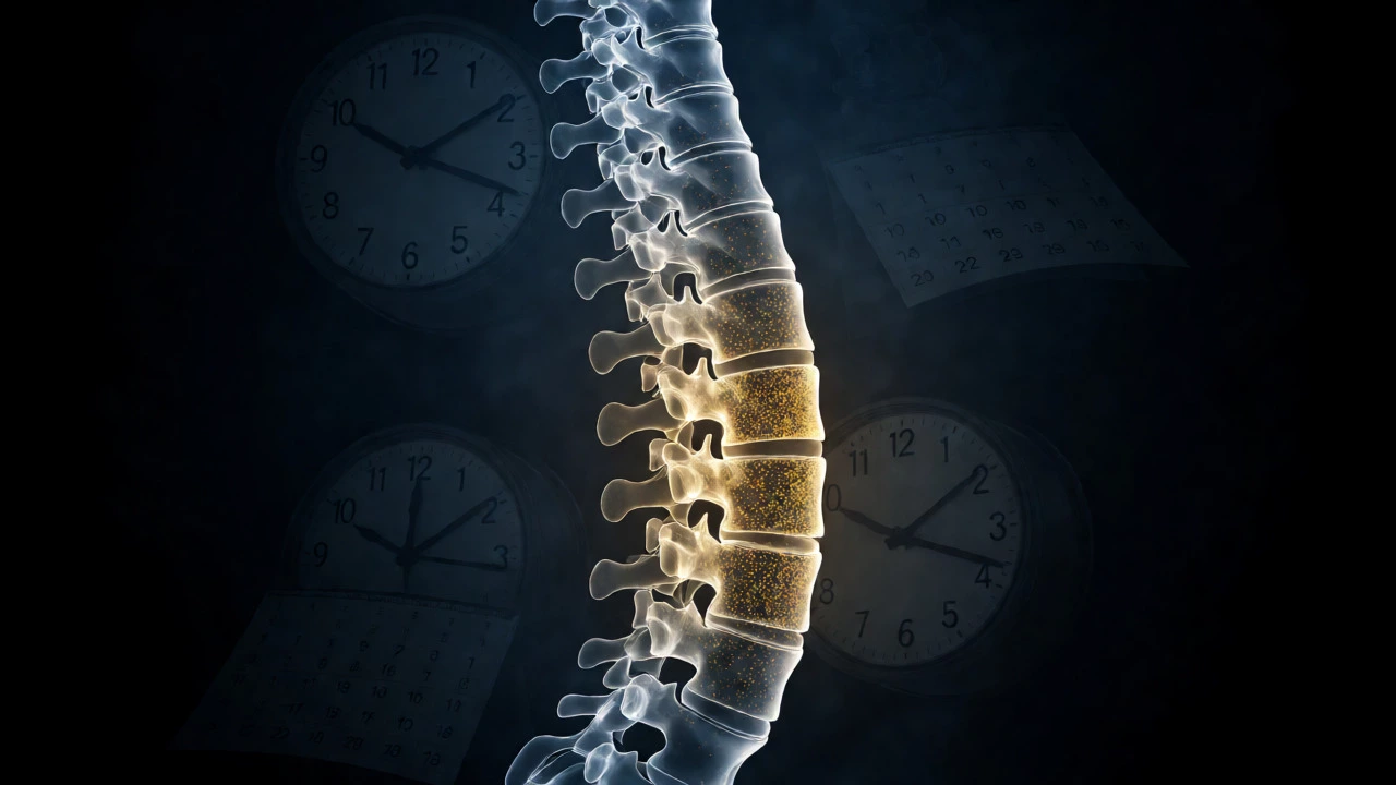 Conceptual visualization of slow spinal fusion healing