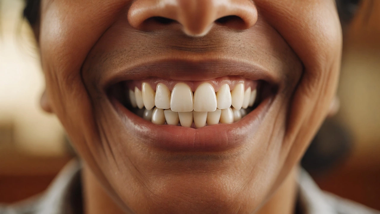 Smiling patient displaying a natural-looking dental implant crown